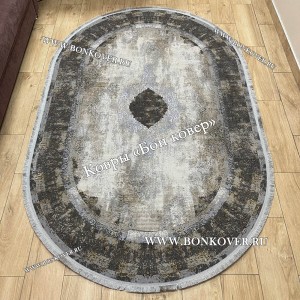 Турецкий ковер для гостиной Дизайн 02 Серый Овал