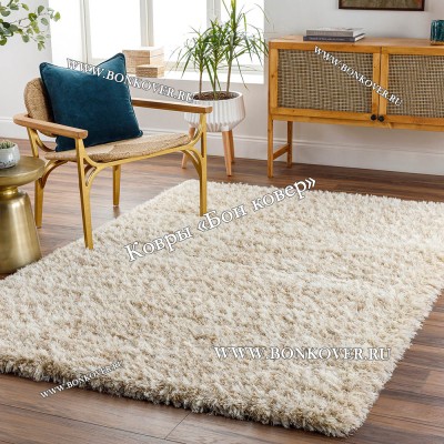 Длинноворсный ковер для гостиной 01 Бежевый