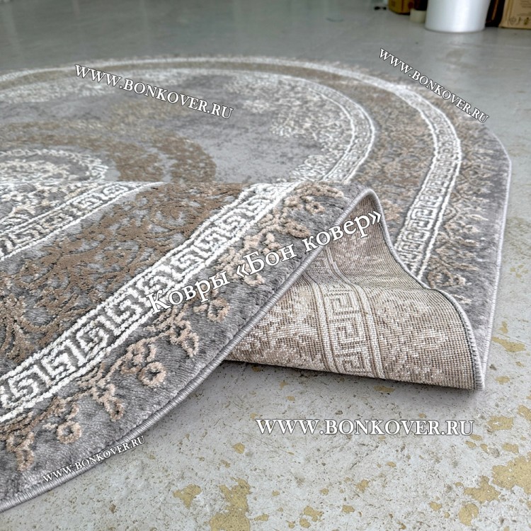 Классический Ковер Дизайн 93 Коричневый с Серым овал